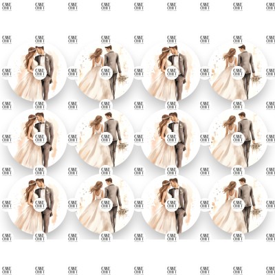 Βρώσιμα Διακοσμητικά σχέδια Wedding στρογγυλά 6cm - 12τμχ