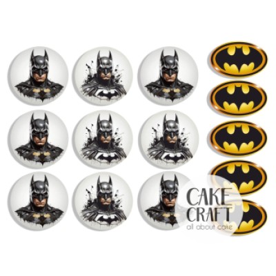 Βρώσιμα Διακοσμητικά σχέδια Batman στογγυλά 6cm - 14τμχ