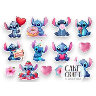 Βρώσιμα Διακοσμητικά σχέδια Stitch Birthday - 13τμχ