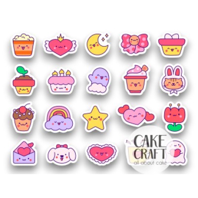 Βρώσιμα Διακοσμητικά σχέδια Cute Happy Kawaii - 15τμχ