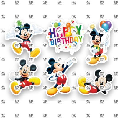 Βρώσιμα Διακοσμητικά σχέδια Mickey's Birthday - 6τμχ