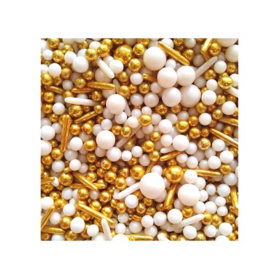 Κας Κας Sprinkles Mix Λευκό και Χρυσό  90gr SugarCraft 