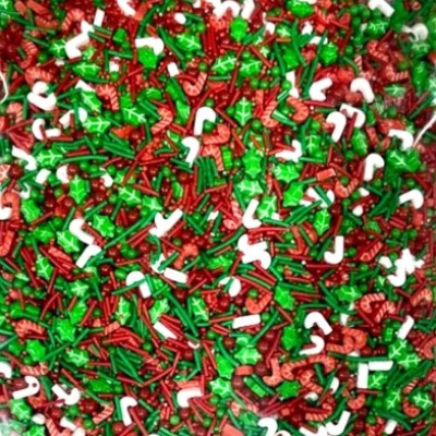 Κας Κας Χριστουγεννιάτικο Mix Candycane και Γκι Κόκκινο Πράσινο Λευκό Sprinklicious 70gr Free E171