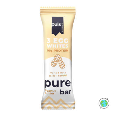 Μπάρα Πρωτεΐνης Φυστικοβούτυρο με 3 ασπράδια Αυγού Puls Nutrition 50gr Μπάρα Πρωτεΐνης Φυστικοβούτυρο με 3 ασπράδια Αυγού Puls Nutrition 50gr