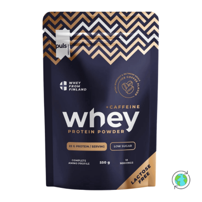 Whey Πρωτεΐνη Iced Coffee 77% Χωρίς Λακτόζη με Καφεϊνη – Puls Nutrition – 550gr