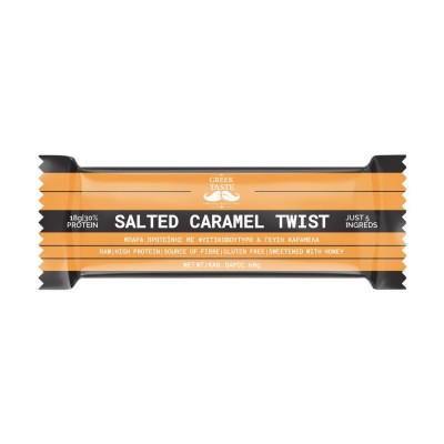 Μπάρα Πρωτεΐνης 30% με Φυστικοβούτυρο και Γεύση Αλατισμένη Καραμέλα Χωρίς Γλουτένη myGreekTaste 60gr  Μπάρα Πρωτεΐνης 30% με Φυστικοβούτυρο και Γεύση Αλατισμένη Καραμέλα Χωρίς Γλουτένη myGreekTaste 60gr