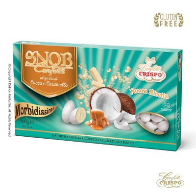 Κουφέτα Αμυγδάλου Καραμέλα-Καρύδα Λευκό Crispo Snob 500gr