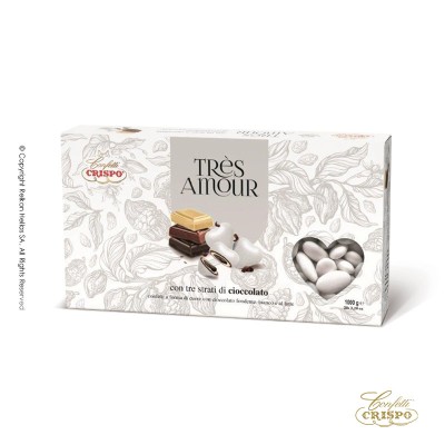Κουφέτα Σοκολάτας Καρδιά Λευκό Crispo Tres Amour 1kg