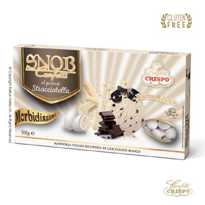 Κουφέτα Αμυγδάλου Straciatella Λευκό Crispo Snob 500gr