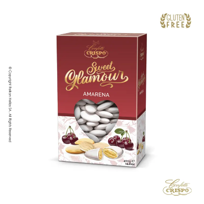 Κουφέτα Αμυγδάλου Amarena Λευκό Crispo Sweet Glamour 400gr