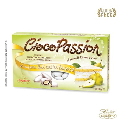 Κουφέτα Σοκολάτας Ricotta & Αχλάδι Λευκό Crispo Chocopassion 1kg