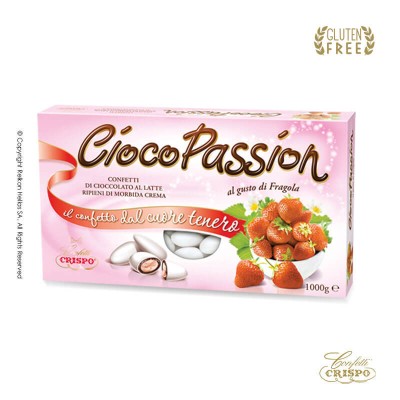Κουφέτα Σοκολάτας Φράουλα Λευκό Crispo Chocopassion 1kg