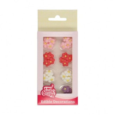 Ζαχαρωτά Ανθάκια Λευκά Ροζ Κόκκινα Μωβ Funcakes 10mm x32