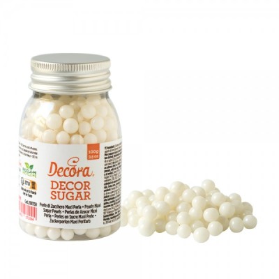 Βρώσιμες Πέρλες Λευκές Μεταλλικές  Περλέ Decora 7mm 100g