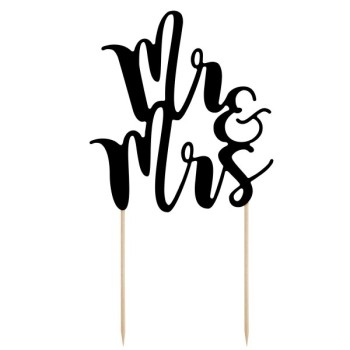 Cake Topper Mr&Mrs Μαύρο 14x15cm