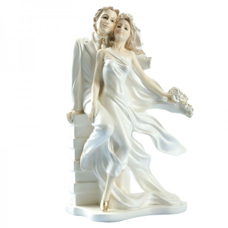 Γαμήλια Κορυφή Γαμπρός & Νύφη Καθιστοί Ρομαντικοί 17.5cm