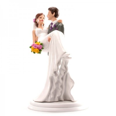 Γαμήλια Κορυφή Νυφικό Ζευγάρι με Νύφη στα Χέρια 20cm
