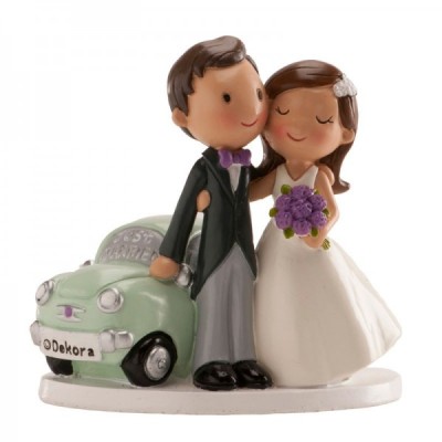 Γαμήλια Κορυφή Νυφικό Ζευγάρι σε Αμάξι "Just Married" 12cm