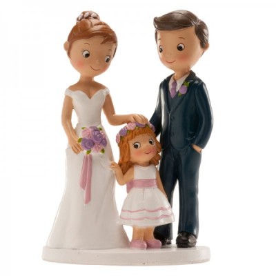 Γαμήλια Κορυφή Νυφικό Ζευγάρι με Κοριτσάκι 16cm