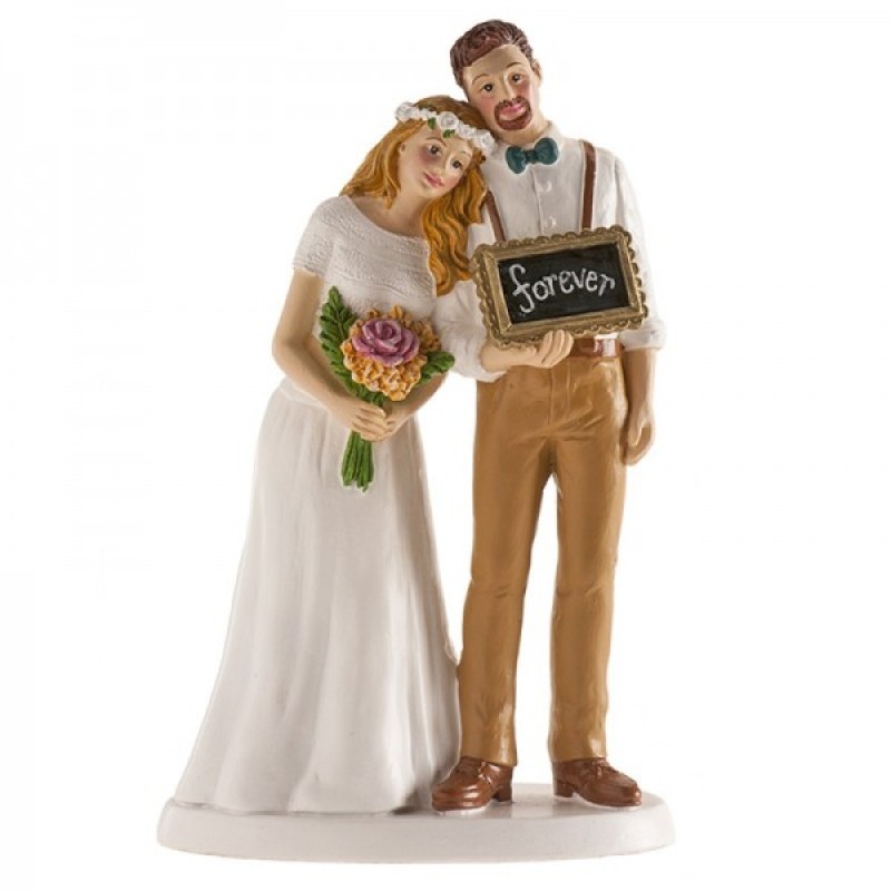 Γαμήλια Κορυφή Νυφικό Ζευγάρι με Επιγραφή "Forever" 16cm