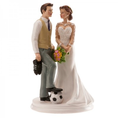 Γαμήλια Κορυφή Νυφικό Ζευγάρι Ποδοσφαιριστής 20cm