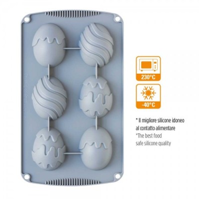 Φόρμα Σιλικόνης 3D Αυγά με Σχέδια 6θ 5,5x7cm
