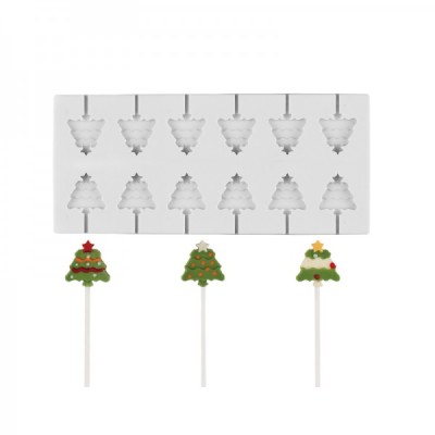 Καλούπι Σιλικόνης Χριστουγεννιάτικα Δέντρα για Γλειφιτζούρια 12 θέσεων 26,4x11,4x0.9εκ.