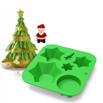 Φόρμα Σιλικόνης Χριστουγεννιάτικο Δέντρο 3D σε επίπεδα 220x220x35mm x1