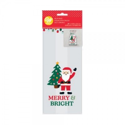 Σακούλα Άγιος Βασίλης Merry & Bright Διάφανη 10x24cm x20