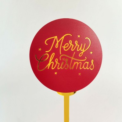 Πικ Επιγραφή Ακρυλική Merry Christmas Κόκκινη/Χρυσή 120x172mm
