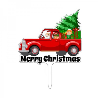 Πικ Επιγραφή Ακρυλική Merry Christmas Φορτηγό 138x173mm