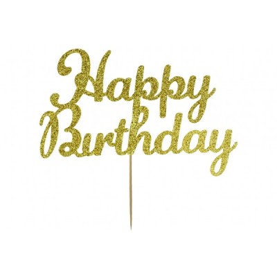 Επιγραφή "Happy Birthday" Χρυσό 15cm x 8cm