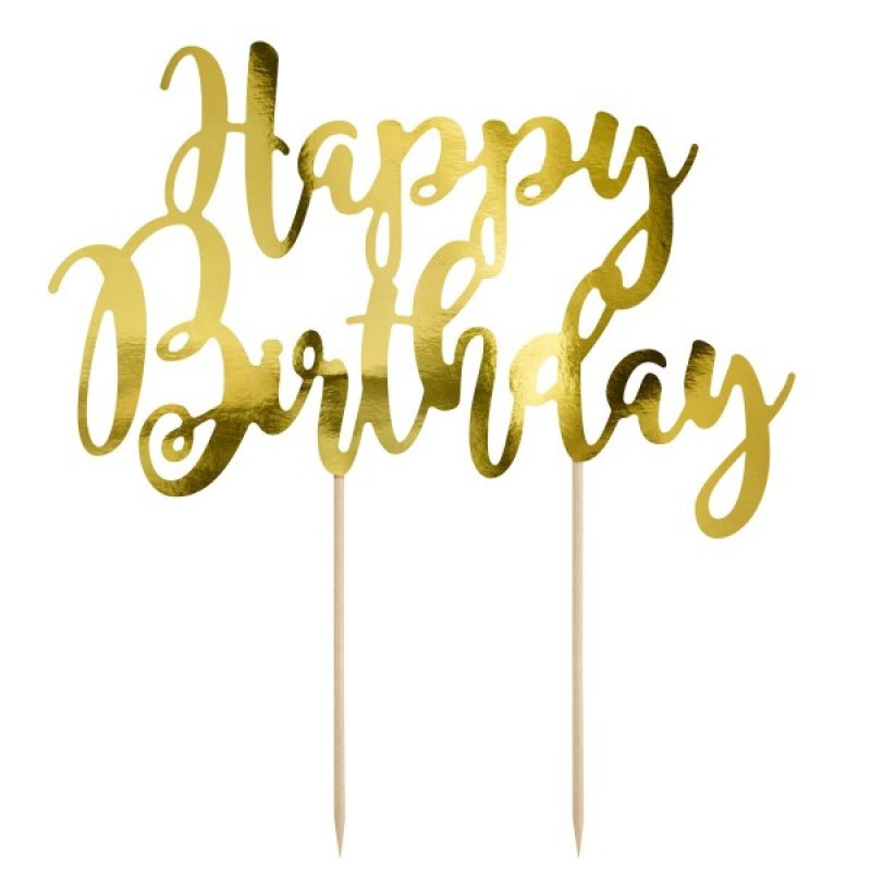 Επιγραφή "Happy Birthday" Χρυσό 20x12cm