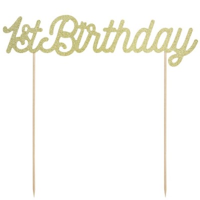 Cake Topper Επιγραφή "1st Birthday" Χρυσό 20x5cm