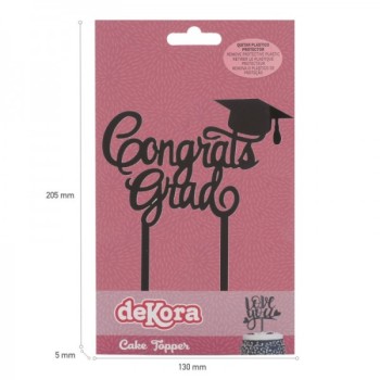 Cake Topper Επιγραφή "Graduation" Μαύρη 13,2x11,3cm