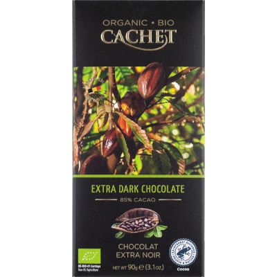 Βιολογική Σοκολάτα Μαύρη 85% Κακάο 90g Cachet 