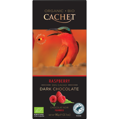 Βιολογική Μαύρη Σοκολάτα με Σμέουρο (Rasberry) 90g Cachet 