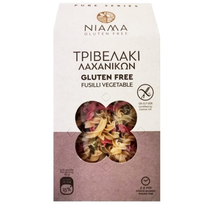 Πολύχρωμα Ζυμαρικά Τριβελάκι (Βίδες) Λαχανικών Χωρίς Γλουτένη Niama 400gr