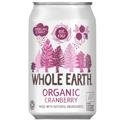 Βιολογικό Ανθρακούχο Ποτό με Κράνμπερυ Whole Earth 330ml