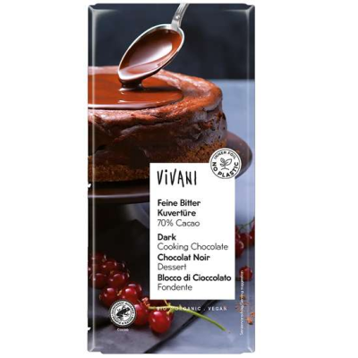 Βιολογική Κουβερτούρα Μαύρη Vivani 200gr
